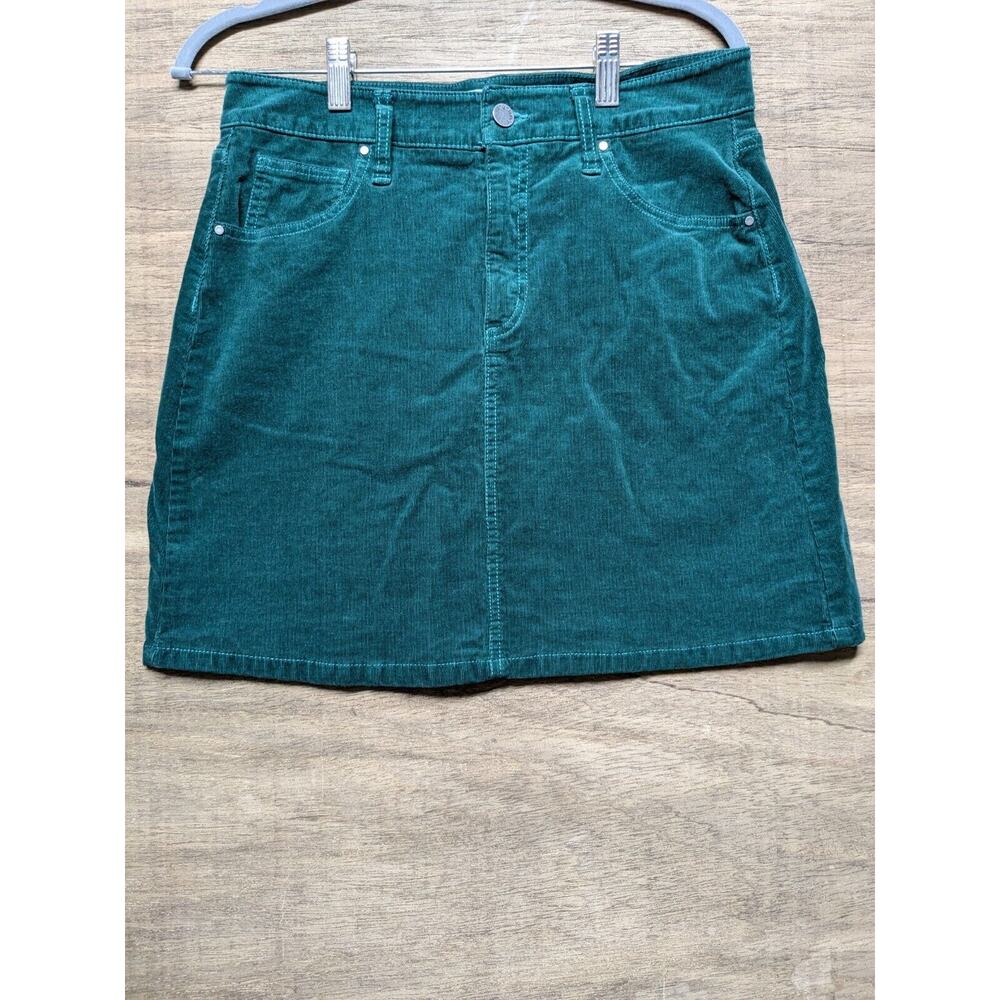 Market & Spruce Women's Size 10 Green Corduroy Straight Short Skirt Pockets